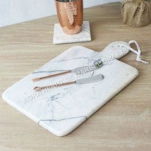 9&quot;x12&quot; Marble White Handmade Cutting Cheese Board Slicer Home Kitchen De... - £121.62 GBP