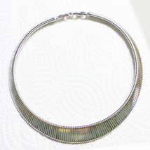 Vintage Monet Silvertone Serpentine Omega Choker Necklace with Extender - £19.98 GBP