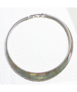 Vintage Monet Silvertone Serpentine Omega Choker Necklace with Extender - £19.57 GBP