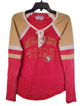 Women&#39;s San Francisco 49ers Lace-Up Raglan Long Sleeve T-Shirt,Small - £31.14 GBP