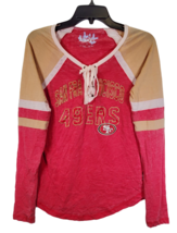 Women&#39;s San Francisco 49ers Lace-Up Raglan Long Sleeve T-Shirt,Small - $39.59