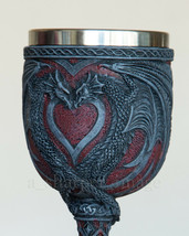 Occult Double Dragon Heart Goblet Chalice Hand Painted &#39;Stone&#39; Finish Be... - £13.45 GBP