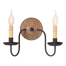 &quot;Ashford&quot; Wall Sconce Wood &amp; Metal Light Handcrafted Distressed, Pearwood - £134.27 GBP