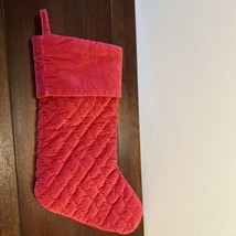 Pottery Barn NO MONOGRAM Channel Quilted Red Velvet Christmas Stocking - £27.23 GBP