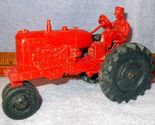 Vintage Auburn Rubber Red Larger Tractor with Farmer Driver No 572 Allis... - $29.95