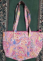 Quilted ~ Multicolored  ~ Fabric Bag ~ Pink Lined ~ Purse ~ Handbag - £17.91 GBP