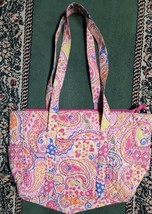 Quilted ~ Multicolored  ~ Fabric Bag ~ Pink Lined ~ Purse ~ Handbag - £17.88 GBP