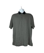 Cabela&#39;s Men&#39;s Black &amp; Gray Striped Short Sleeved Collared Polo Shirt Si... - $17.77