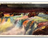 Shoshone Falls at Night Illuminated Twin Falls Idaho ID UNP Linen Postca... - $6.88