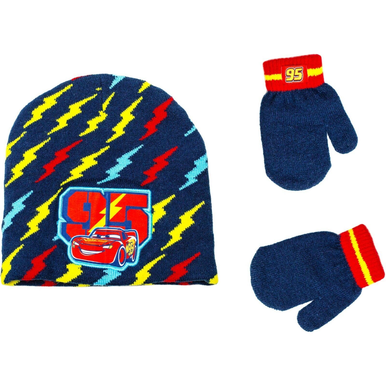 Toddler Boys Cars Hat and Mittens 2T-5T Disney Lightning McQueen Knit Cap - $7.99
