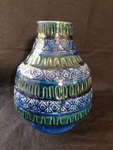 Aldo Londi for Bitossi. Large vase ( 8 INCHES) in Rimini-blue glazed ceramics - £215.84 GBP