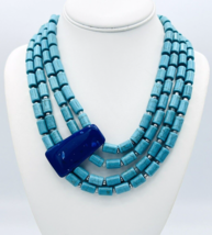 Chico&#39;s Faux Turquoise Layered Four Strand Statement Necklace - £29.58 GBP