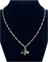 Sterling Silver Vintage Floral Filigree Circle Pendant Leaf Pave CZ Neck... - €60,32 EUR