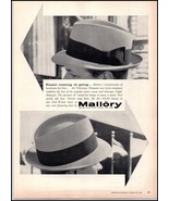 1950s Mallory Hats PRINT AD &quot;The Telecrease&quot; BX2 - $9.31 CAD