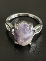 Women Purple Amethyst S925 Silver Plated Statement Ring Size 9 - £11.66 GBP