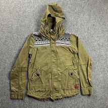 Roxy Jacket Womens Small Green Full Zip Hooded Military Aztec Navajo Dis... - $346.37 MXN