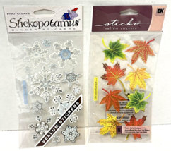Stickopotamus Lot of 2 Vellum Stickers Fall Leaves and Snowflakes New in... - £6.79 GBP