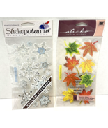 Stickopotamus Lot of 2 Vellum Stickers Fall Leaves and Snowflakes New in... - $8.64