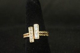 Cookie Lee Ring (New)Crystal Set Of 2 Gold - Sz 7 - 19047 - $21.56