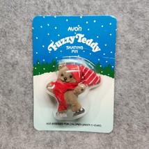 Vintage Flocked Fuzzy Teddy Bear Pin Christmas Avon Made In Hong Kong Unopened - £4.64 GBP