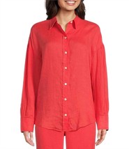 Lilly Pulitzer stevey relaxed button down linen shirt in Mizner Red - size L - £58.74 GBP