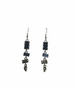 Art Deco Elegant Silver Tone Sapphire Gemstone Dangle Drop Earrings Jewelry - $20.85 CAD