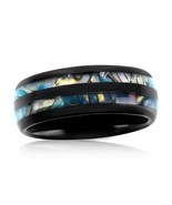 Genuine Abalone Inlay Black Tungsten Ring - $84.55