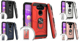 Tempered Glass / Magnetic Ring Stand Hybrid Cover Case For LG K31 Rebel L355DL - $8.42+