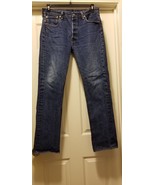 Vintage Levi Strauss 501 Button Fly Red Tab Dark Blue Jeans Mens Size 35... - £35.95 GBP