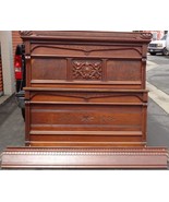 Antique Victorian Solid Walnut Full Size Bed – Burled Rosewood Inlay – G... - £467.08 GBP
