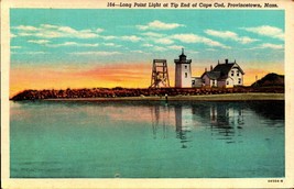 VINTAGE LINEN POSTCARD Long Point Light At Tip End Of Cape Cod -BK40 - $2.97