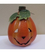 Tin Metal Halloween Pumpkin For Candle Tabletop or Hanging 9-1/2 Inch Tall - £10.62 GBP