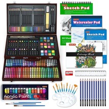 Artistic Creations 186 Piece Deluxe Painting and Drawing Set in Wooden C... - £84.23 GBP