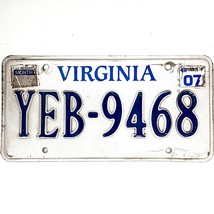 2007 United States Virginia Base Passenger License Plate YEB-9468 - $12.86