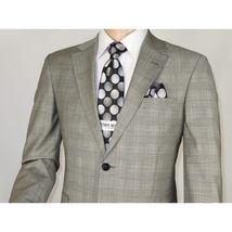 Men Suit BERLUSCONI Turkey Italian Wool 180's Glenn Plaid K167-06 Black White image 9