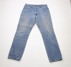 Vintage 90s LL Bean Mens 36x32 Distressed Fleece Lined Straight Leg Jeans Blue - £38.91 GBP