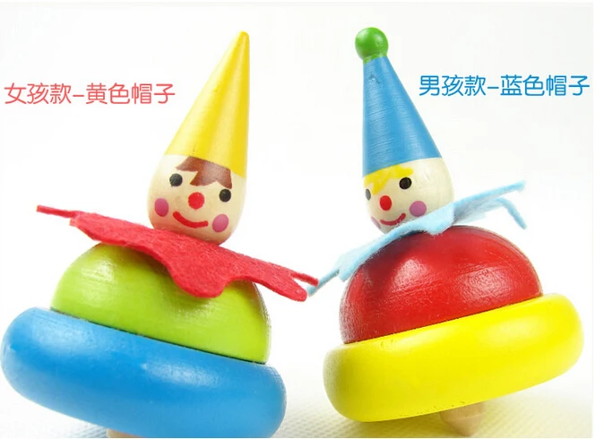 Free shipping New Cute Classic Toys Clown Spinning Wood Tops With Low Price For - £96.80 GBP