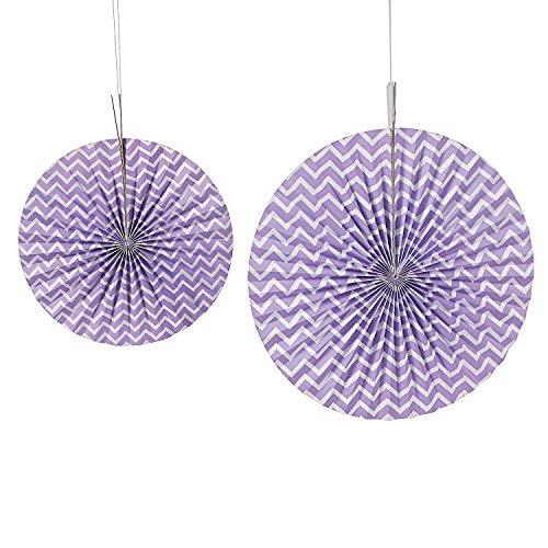 Fun Express - Lilac Chevron Hanging Fan(6 Pc) - Party Decor - Hanging De... - $6.93