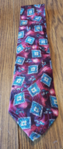 Zylos George Machado Silk Red and Blue Geometric 4 Inch Wide Men&#39;s Necktie - £7.72 GBP