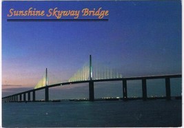 Postcard Sunshine Skyway Bridge At Night Tampa Bay Florida - £1.66 GBP