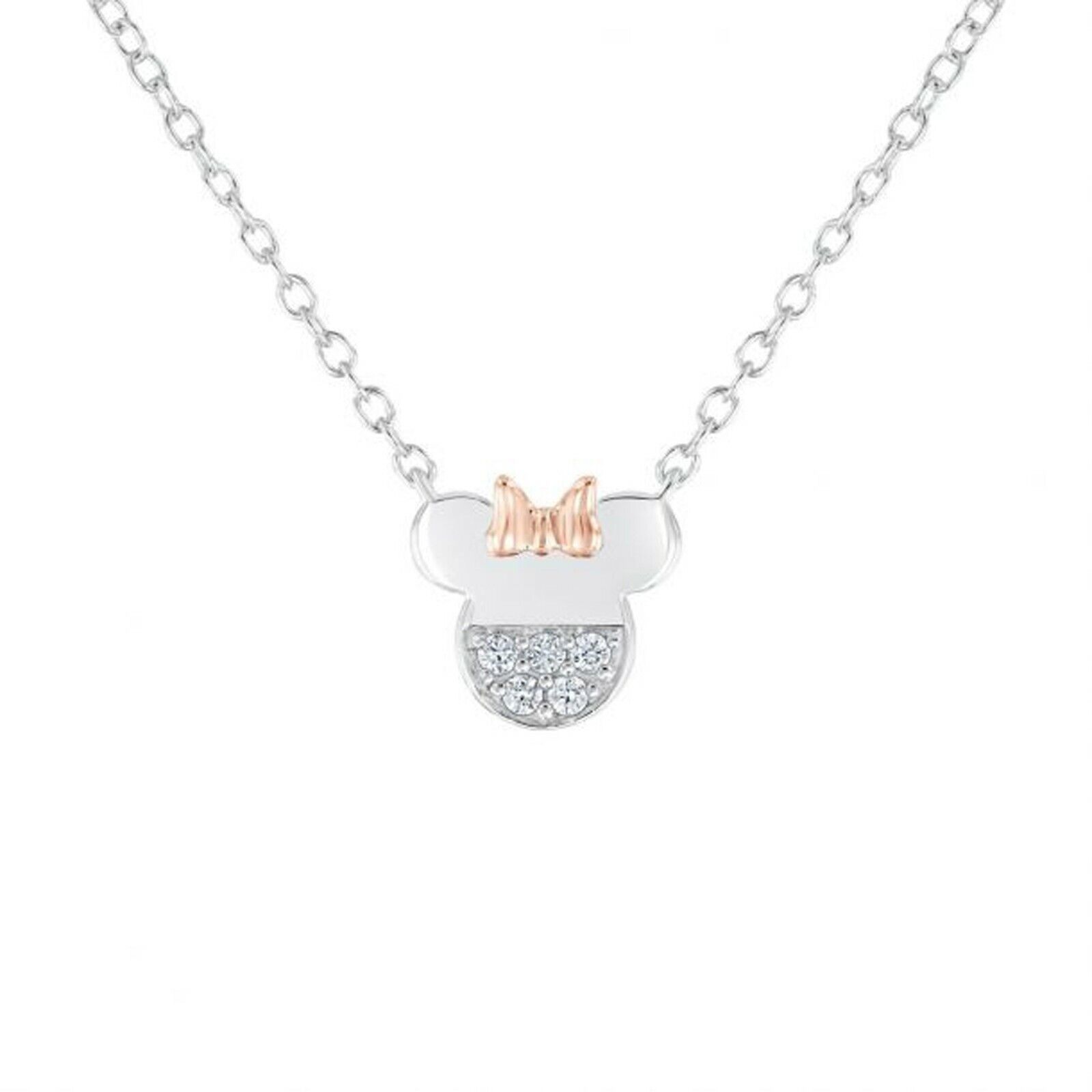 Primary image for 0.10CT Real Moissanite 14K Two-Tone Gold Plated Minnie Mouse Pendant Necklace