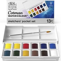 Winsor &amp; Newton Cotman Water Colour Paint Sketchers&#39; Pocket Box, Half Pans, 13 c - £21.11 GBP