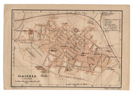 1902 Original Antique City Map Of Piacenza / EMILIA-ROMAGNA / Italy - £15.87 GBP