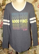 Women&#39;s Juniors JerryLeigh Good Vibes Or Goodbye Long Sleeve Graphic Shi... - £10.11 GBP