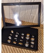 20 Piece Stainless Steel Fashion Ring Set + Jewelry Box with 36 Compartm... - $39.77 CAD