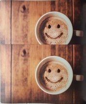 Set Of 2 Same Kitchen Vinyl Foam Placemats(13x19&quot;)CUP With Smiley Face Coffee,Dh - £10.83 GBP