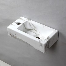 Small Bathroom Sink In Marble With A Rectangular Ceramic Washbasin On Th... - $85.96