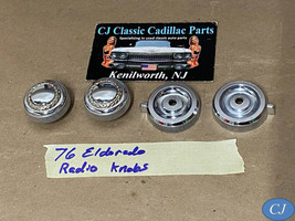 OEM 76 Cadillac Eldorado DASH RADIO KNOBS w/GOLD WREATH BEZELS ESCUTCHEONS - $49.49