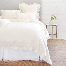 Pom Pom at Home Charlie Ruffled Linen King Duvet Cover Shams Set Cream $884 - £283.89 GBP