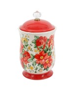 Pioneer Woman ~ Vintage Floral ~ Stoneware ~ Jar/Canister ~ 10.5&quot; w/Acry... - £44.75 GBP